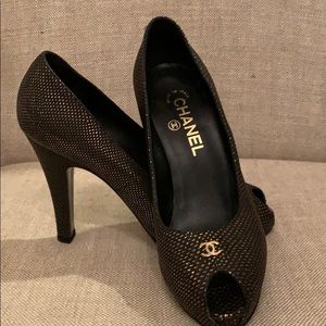 Chanel Peep Toe Platform Pumps